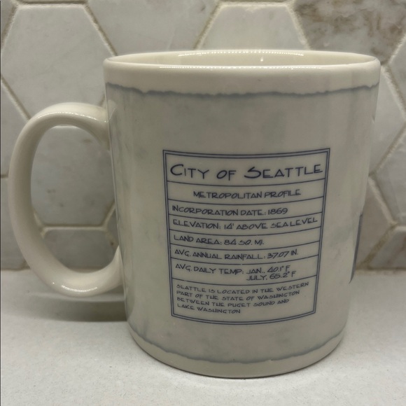 Starbucks White Ceramic Mug with Blue Seattle Skyline - Picture 2 of 4